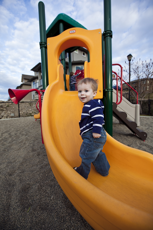 Thomas heading up the slide